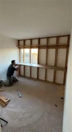 📚 Spare Room to Wooden Home Office & Book Wall