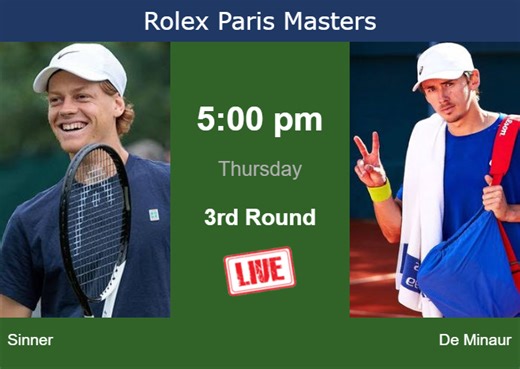 How to watch Sinner vs. De Minaur on live streaming in Paris on Thursday - Tennis Tonic - News, Predictions, H2H, Live Scores, stats