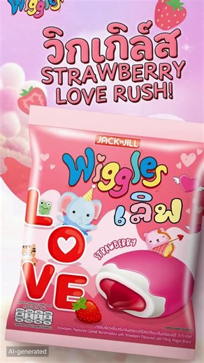 Wiggles อร่อยนุ่ม…ฉ่ำในคำเดียว! ❤️ มาร์ชเมลโลว์เคลือบครีมสตรอเบอร์รี่ 🍓 สอดไส้แยมสตรอเบอร์รี่ เคี้ยวฟิน หอมกลิ่นสตรอเบอร์รี่ละลายในปาก #Wiggles #วิกเกิล์ส #มาร์ชเมลโลว์ #ขนมอร่อย