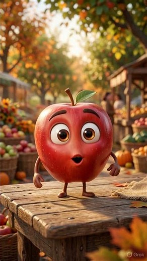 🍎 Happy Apple Character at the Farmers Market | Cute Cartoon Fruit Mascot