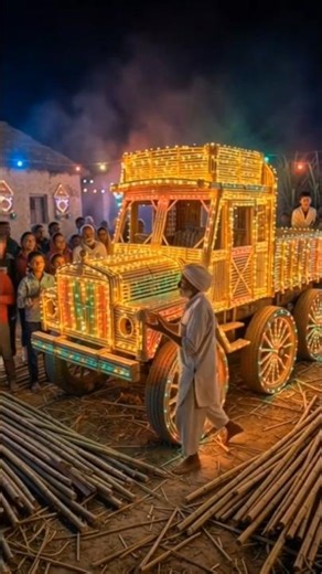 Baba Builds a Giant Sugarcane Truck | Handmade Truck with Unlimited Lights! 🌟🚛