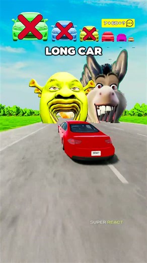 Big & Small Cars vs Shrek & Friends Characters Open Mouth