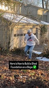 Shed on a slope?! Her is how to build a shed foundation on a slope! #shed #shedfoundation | Andrew Thron Improvements