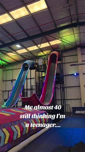 Mind's telling me to join in but my bodies telling me nooooooo 🤣🤣 #parent #parenttok #dad #slide