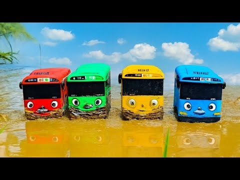 Cleaning Toy Cars in Colorful Water, Racing Cars, Tractors, Telolet Buses, Tayo #7