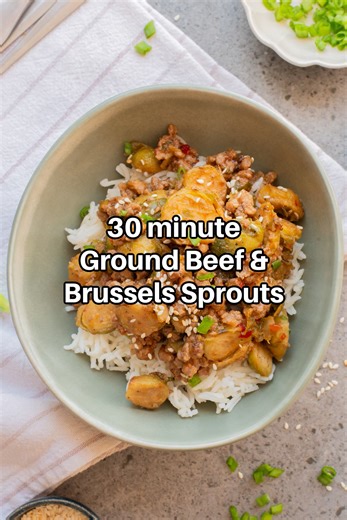 This Stovetop Ground Beef and Brussels Sprouts recipe is an easy weeknight dinner that comes together fast. #dinnerideas | Call Me PMc - Easy Recipes