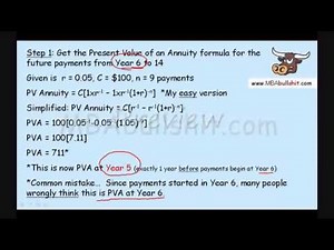 Present Value of a Delayed Annuity (Preview) FULL Video at MBAbullshit.com