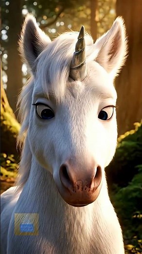 young unicorn try out his magic for the first time