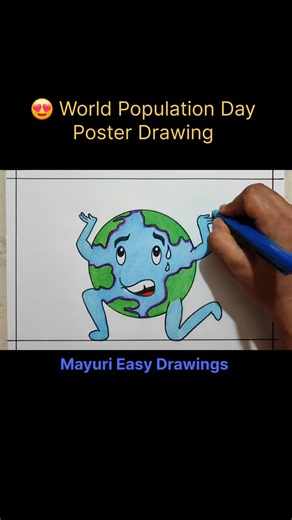 😍 World Population Day Par Drawing Easy #shorts