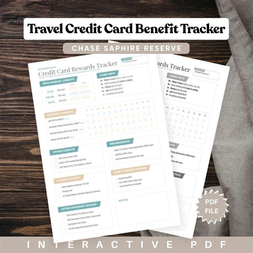 Chase Reserve Rewards Tracker: Travel Credit Card Benefits Checklist (digital Download) - Etsy