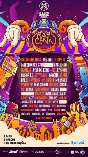 RAP IN CENA on Instagram: "LINE-UP OFICIAL do Maior Festival de Hip-Hop do Brasil 🚀 E ainda tem mais por vir… 👀 São 2 dias, 3 palcos e mais de 70 atrações locais e nacionais ❤️‍🔥 Somos suspeitos, mas tá PESADO demaisss Quem aí já tá sentindo a energia do RIC vibrando? 🌎 Alguém arrisca as surpresas que estamos preparando pra vcs? 😎 Não perde essa. Quem ainda não garantiu seu ingresso, estamos avisando… Vem mais bomba por aí 💥 Garante o teu! (link na bio) // Para mais informações e dúvidas v