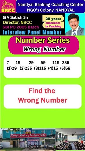 Number Series – Wrong Number | NBCC (Nandyal Banking Coaching Center)