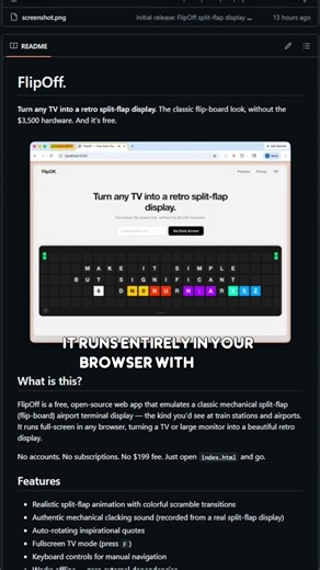 FlipOff: split-flap display emulator for any TV, The classic flip-board look without $3,500 hardware