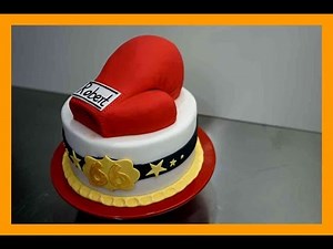 Fondant Boxing Glove Cake Tutorial - Boxing Theme Cake - Boxing Glove Cake - Kuchenfee