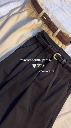 reet_Clo. on Instagram: "-get 10% off on this premium quality woolen formal pants.🤍✨ -comes with extra belt.🛒 -perfect for this winter.❄️ -limited sizes available. ✅ #reetclo #woolen #winteressentials #formalpants #Smal|Business #clothingstore #fikkalilam"