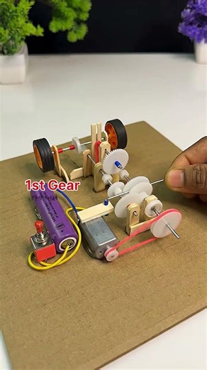 Car Gears System ⚡⚙️🔌 #simple #experiment #hacks #ideas #diy #schoolproject #amazing