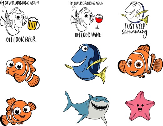 Finding Nemo & Dory SVG Bundle | 9 Files | PNG   Vector | Instant Download | Mega Pack - Etsy Australia