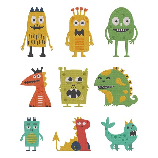 Monster Embroidery Design, Cartoon Monster Machine Embroidery File, Kids Monster Embroidery Instant Download - Etsy