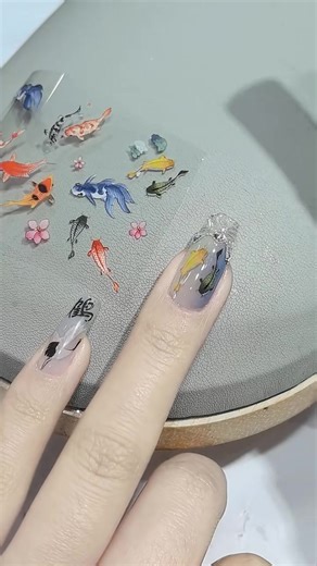 Beautiful nails design ideas#nail art tutorial#fish sticker design#foruyou #foryoupage❤️❤️ #tiktok .