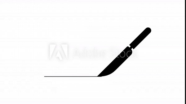 Surgical blade icon animation, scalpel tool symbol, medical surgery instrument icon, healthcare operation tool animation on white background