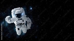 Astronaut spaceman do spacewalk while working for spaceflight mission at space station . Astronaut wear full spacesuit for operation . Elements of this image furnished by NASA space astronaut photos .