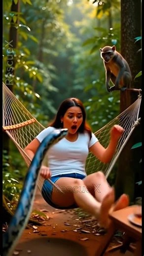 Woman Saved by Monkey from Giant Python | Shocking Wildlife Rescue #ai #shorts