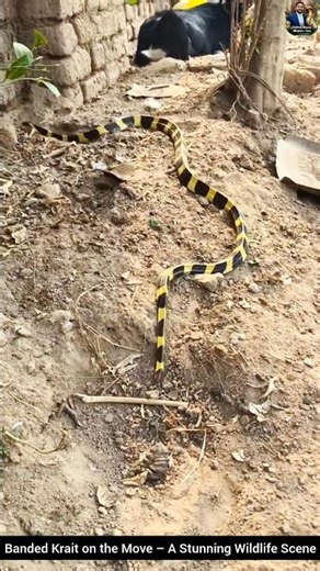 Banded Krait on the Move – A Stunning Wildlife Scene #snake #wildliferescue #wildlifeentertainment