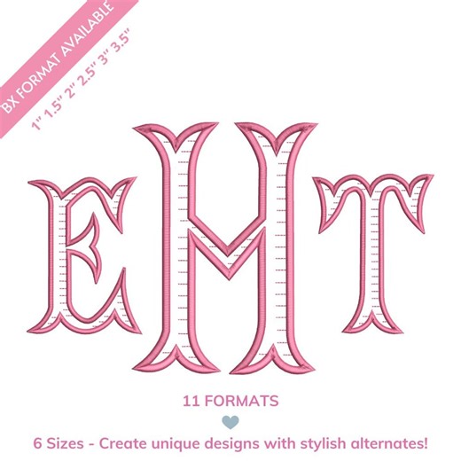 Fishtail Machine Embroidery Monogram Font INSTANT DOWNLOAD | 6 Sizes | 11 Machine Formats + BX Font | Instant Download - Etsy