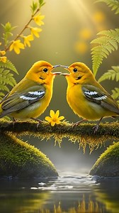 This golden pair is the very essence of spring romance — two tiny warblers locked in a soft gaze on a mossy branch. #birdslover #birds #nature #birdwatching #birdlife #birdsofprey | Dunia Kita