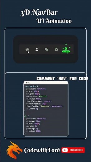 3D Navbar UI Animation Using HTML CSS & JavaScript | Modern Floating Navigation Bar Design
