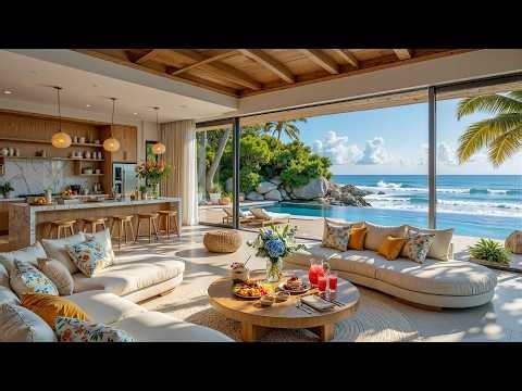 Peaceful Seaside Morning Jazz | Soft Jazz Instrumental Music & Wave Sounds for Relax, Study & Work