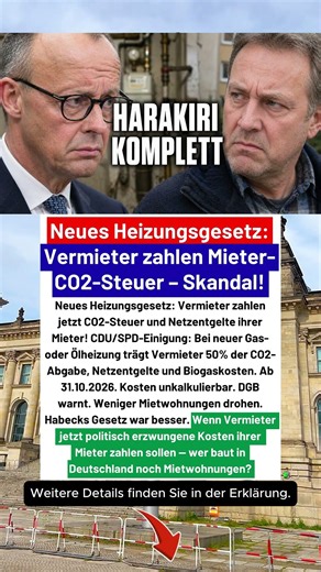 Vermieter sollen jetzt die CO2-Steuer ihrer Mieter zahlen — das ist neu! #deutschland #merz