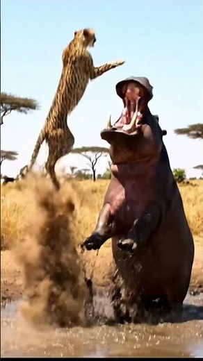 Unbelievable! Hippo Launches Cheetah into the Sky 😱🐆🐘 | Real Wild Encounter