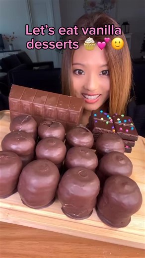 Kim&Liz on Instagram: "Let’s eat vanilla desserts #food #eating #dessert #mukbang #chocolate"