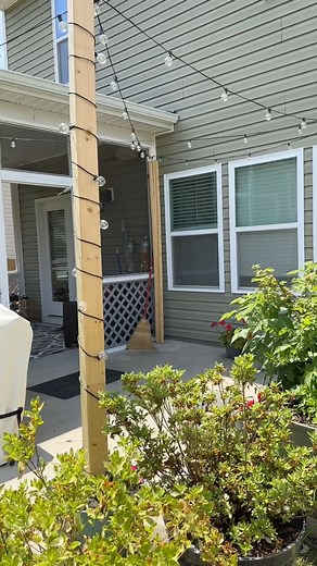 58K views · 1.1K reactions | Mini back patio makeover ❤️ #stringlights #stringlightplanter #diy | Cheysingh | Facebook