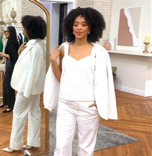 QVC model Blair models a shirt