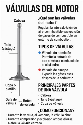 119K views · 2K reactions | Las válvulas de motor son componentes mecánicos que regulan el ingreso de mezcla aire-combustible y la salida de gases de escape en los cilindros de un motor de combustión interna. Su sincronización es clave para un funcionamiento eficiente y potente. #valvulas #motor #taller #tallermecanicoautomotriz | Mecánica y diagnostico Automotriz | Facebook