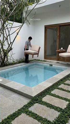 Backyard pool cleaning #short