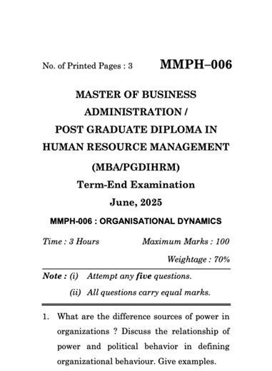 MMPH–006 June 2025 | IGNOU Previous Year Question Paper