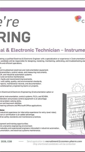 COSMOS JOBS | Electrical Electronic Tech | Instrumentation | PLC SCADA