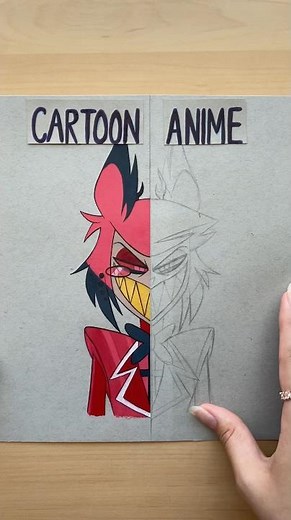 CARTOON VS. ANIME! - Which Side?✨ #shorts #drawing #alastor