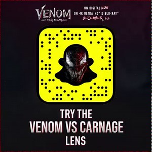 The battle rages on! Transform yourself with our Venom vs. Carnage lens on Snapchat. bit.ly/venomvscarnage #Venom: Let There Be Carnage is now on Digital and Blu-ray December 14! | Venom