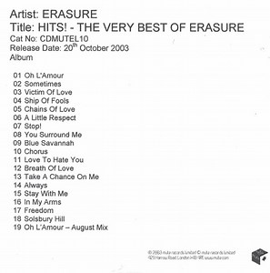 Erasure - Hits! The Very Best Of Erasure
