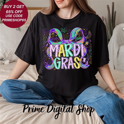 Mardi Gras Retro PNG Striped Lettering SVG Carnival Bow Digital Shirt Design - Etsy