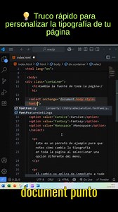 22K views · 621 reactions |  Truco rápido para personalizar la tipografía de tu página #programacionweb #desarrolloweb #programadoresweb #javascript #html | Progamacion web, | Facebook