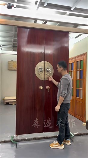 Retro Merbau Log Door with Pure Copper Gear Lock | Strong & Timeless #woodendoor #ubdiy #viralvideo