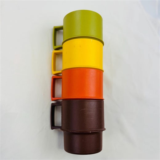 Vtg 70s Retro Tupperware Stackable Cups, Durable Camping Coffee Mugs Set of 4 - Etsy