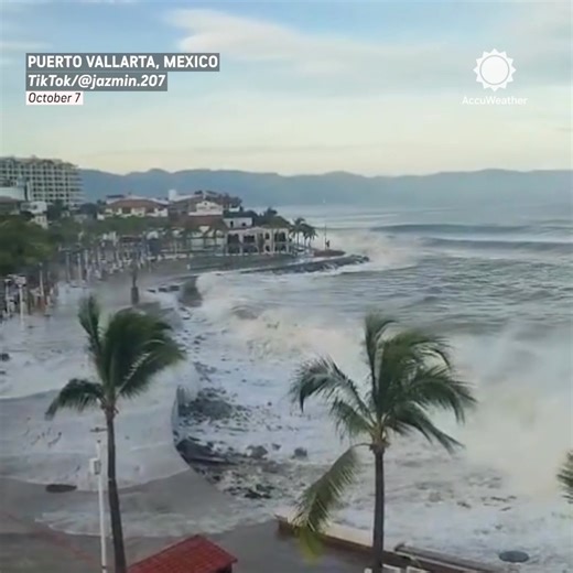 Powerful waves crashed into Mexico’s Pacific coast as Hurricane Priscilla brought flooding along Puerto Vallarta’s waterfront. | AccuWeather