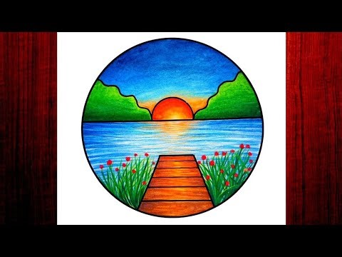 Easy Circle Scenery Drawing Tricks with Colours/ Easy Scenery Drawing/Circle scenery drawing#scenery