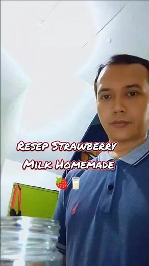 Resep simple bikin Strawberry Milk dari selai stroberi homemade dan susu cair segar 🥛🍓.